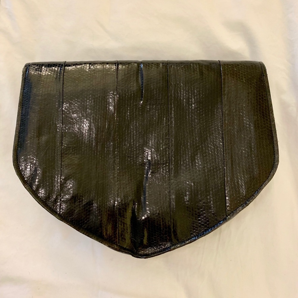 Vintage Black Python Clutch - image 2